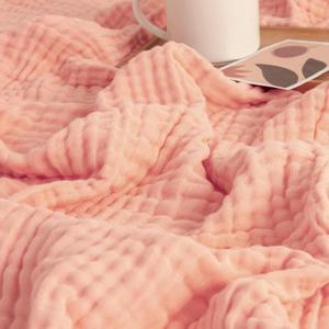 EMME Cotton Muslin Queen Blanket Bed Layering Bedspread Coverlet Breathable Gauze Soft Lightweight Adults (Pink,90"x90") (14-pink-1)