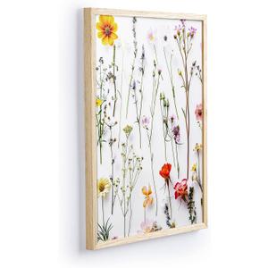 iHery Just Canvas Prints, Natural OAK Wood Framed Flower Wall Art, Large 16x20 in Colorful Wildflower Floral Wall Decor, Botanical Modern Home Decor Set of 1 For Bedroom Living Room
