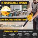 Cordless Leaf Blower for Dewalt 20V Max Battery,Electric Jobsite Air Blower with Brushless Motor,6 Variable Speed Up to 180MPH,2-in-1 Handle Electric Blower and Vacuum Cleaner(Battery Not Included)