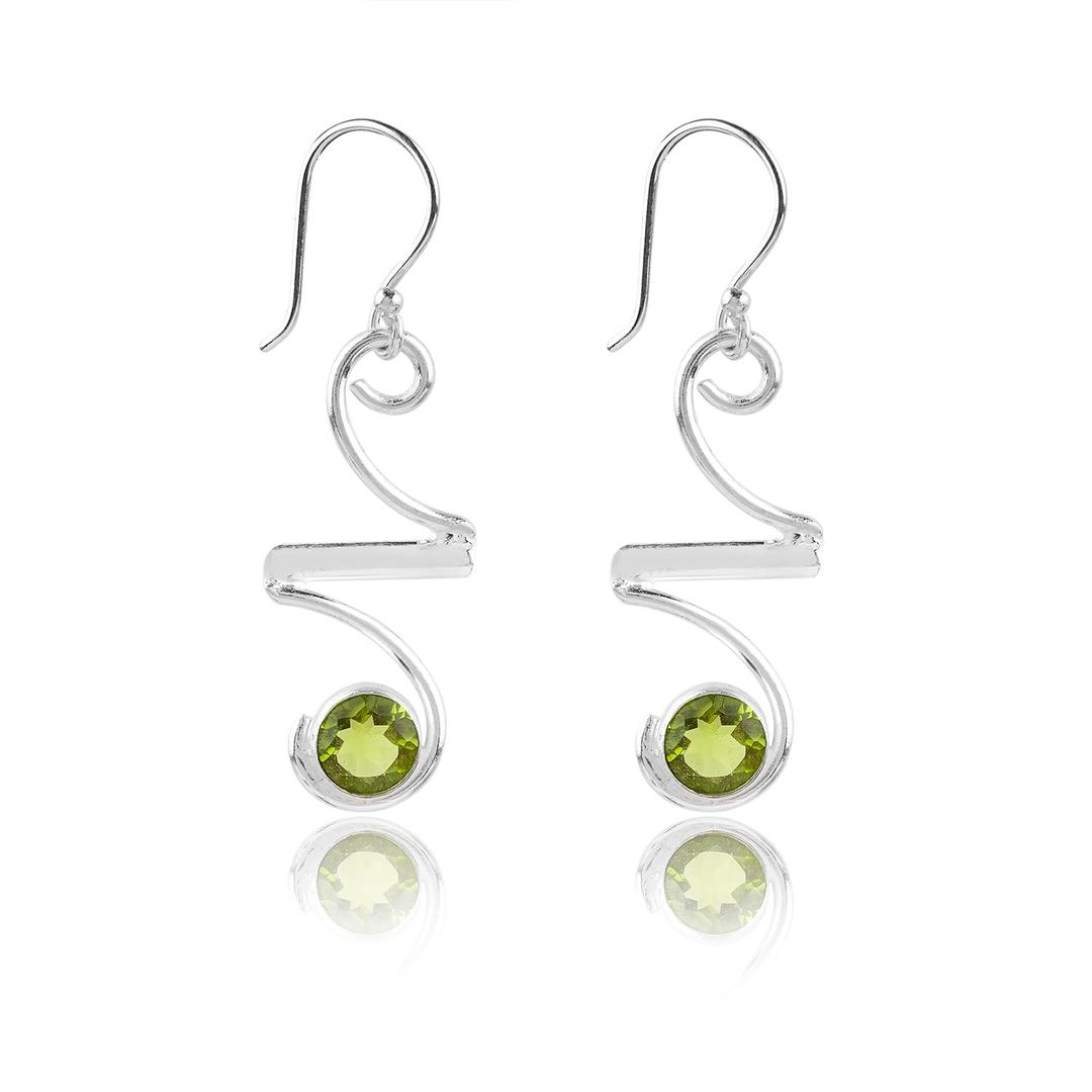 ColouredRocks Peridot Gemstone Crystal Trendy Earrings Set Dainty Jewelry for Women, Birthday, Anniversary Gift for Mother. Mom, Wife, Daughter, Girlfriend, Sterling Silver