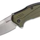 Kershaw Link Drop Point Knife Olive Aluminum (3.25" Stonewash 20CV) 1776OLSW