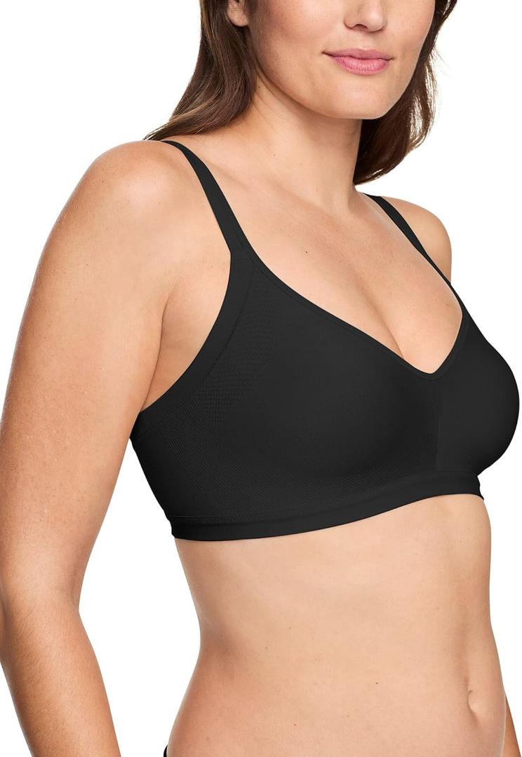 Warner's Women's Easy Does It Underarm-smoothing With Seamless Stretch Wireless Lightly Lined Comfort Bra Rm3911a (Large, Rich Black)