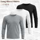 Ficerd 3 Pack Men's Waffle Long Sleeve Shirts, Crew Neck Thermal Underwear Tops Casual Pullover Sweaters Knit Undershirts (XL)