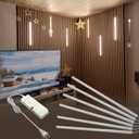 HAMRVL Wood Slat Wall Panels LED Recessed Lighting - DC12V 6pcs 16in Self-Adhesive Dimmable Wall Panel Lights with Touch Switch, 4000K White LED Light for Acoustic Panels, Headboard, Cabinet Lighting