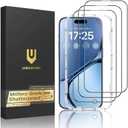UNBREAKcable 3Pack Screen Protector for iPhone 16/15, Shatterproof Tempered Glass [Easy Installation Frame] [99.99% HD Clear] [Case Friendly] [9H Hardness] [Full Coverage] for Apple 6.1 inch