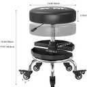 Rolling Shop Stool with Wheels,Mechanics Garage Work Stool,Black