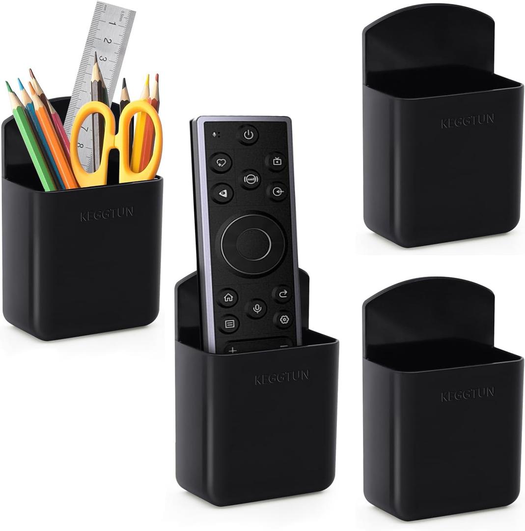Remote Control Holder Wall Mount, TV Remote Organizer, Marker and Tool Holder for Whiteboard Refrigerators Carport (3M Self-Adhesive, 4PCS)