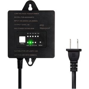 60W Low Voltage Transformer with Timer and Photocell Sensor, 120V AC to 12V DC, IP65 Waterproof, Supply for LED Landscape Light, Outdoor Spotlight, Pathway Light,Garden Light