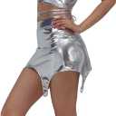 Women's Sexy Metallic Short Skirt High Waist Shiny Holographic Bodycon Night Party Mini Skirt (Medium)