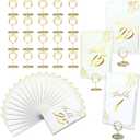 White Gold Wedding Table Numbers 1-25 with Holders - 25 Cards and Holders Set for Reception, Birthday Party