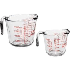 Anchor Hocking Measuring Cup Set (2-Piece, 2-Cup & 4-Cup, dishwasher safe)