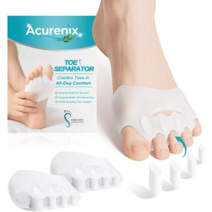 Toe Separators & Spacers for Men and Women, 4 PCS Bunion Corrector for Big Toe Men, Upgraded Gel Metatarsal Pads, Ball of Foot Cushion, Gentle Toe Alignment for Hammer Toe & Bunions, Yoga Toes