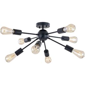 BONLICHT Modern 8 Light Sputnik Chandelier Light Fixtures Black Semi Flush Mount Ceiling Lighting Industrial Vintage Mid-Century Starburst Style Ceiling Lamp for Bedroom Dining Room Kitchen Foyer BONLICHT Modern 8 Light Sputnik Chandelier Light Fixtures Black Semi Flush Mount Ceiling Lighting Industrial Vintage Mid-Century Starburst Style Ceiling Lamp for Bedroom Dining Room Kitchen Foyer