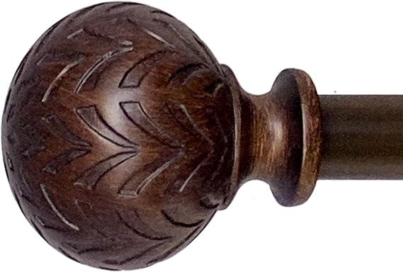 Hermosa 48-86 Inch Adjustable Curtain Rod Set, 5/8 Inch Diameter in Walnut
