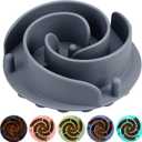 Slow Feeder Dog Bowls Insert, Bestalk Soft Silicone Slow Eating Feeder Insert with Suction Cups for Small, Medium and Large Dogs, Fit into Basic and Elevated Dog Bowls, Grey (XL)