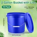 Tioncy 10 Pcs 2 Gallon Plastic Bucket with Lid Heavy Duty 2 Gallon Bucket Pail with Lid Handle for Storage Container Home Household Cleaning(Blue)