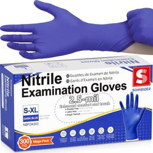 Schneider Medical Nitrile Exam Gloves, Powder & Latex Free, Darkblue