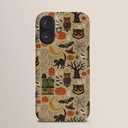 Qivtpjkrin Vintage Halloween Design Phone Case for iPhone 16 Plus, Hippie Cat Skull Pumpkin Pattern Cover for Girls Boys Women Men for iPhone 16 Plus, Unique Trendy TPU Bumper Cover Case Pack of 3