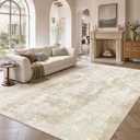 UERMEI 10x12 Area Rug for Living Room Washable Abstract Beige Carpet