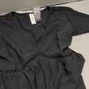 BMJL Women's Swimsuit Coverup V Neck Beach Cover ups Short Sleeve Flowy Bathing Suit Cover up (Black,M)