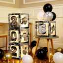 Woanger 44 PCS Graduation 2026 Box Decoration - Congrats Grad Party Box Set with LED Light Strings & Balloon Proud of You Party Supplies for Class of 2026 School College(Black and Silver)