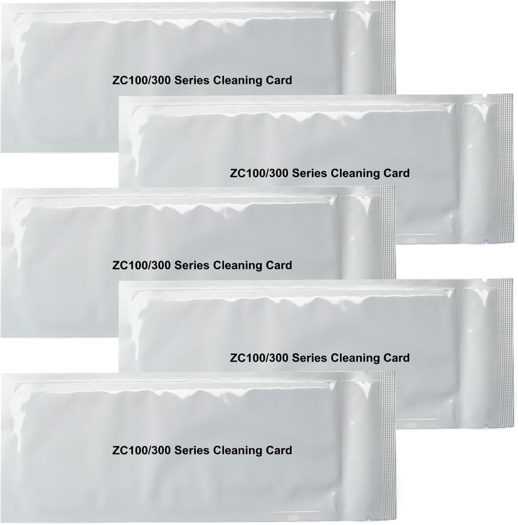 YUXIVCNE 105999-311 Cleaning Kit Compatible with Zebra ZC100 ZC150 ZC300 ZC350 ID Card Printer, 5Pcs Single-use Cleaning Card for Easy Use