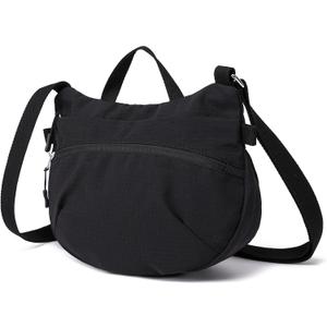 Haytijoe Small Crossbody Bags for Women Travel Lightweight Nylon Foldable Mini Tote Bag Top Handle Handbag Satchel Purse, Black