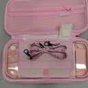 GOODVANCE Pink Carrying Case for Nintendo Switch OLED, Kawaii Princess Portable Hard Travel Case for Girls, Switch Accessories Bundle with PC Case, Screen Protector, Shoulder Strap and Thumb Grip Caps