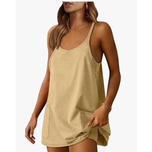 ANRABESS Women Athletic Dress Summer Tennis Workout Active Sports Mini Romper Dress Built in Shorts Travel Vacation Clothes Size S