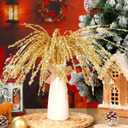 6 Pcs Gold Glitter Christmas Picks and Sprays 23.62" Artificial Sequins Twigs Stems Ornaments Decorative Willow Ting Branches for Xmas Tree DIY Wreath Crafts Tree Topper Vase Filler Decor