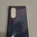 FLURIKA Magnetic Case for Samsung Galaxy Z Fold 7, Compatible with MagSafe Carbon Fiber Slim Thin Lightweight Aramid Fiber PC Back Anti Scratch Drop Protection Rugged Shockproof Cover, Blue&Purple