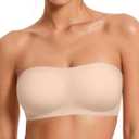 Strapless Bras for Women No-Slip Bandeau Push Up Wireless Comfy Seamless No Underwire Padded Jelly Tube Top Bra (Beige), M