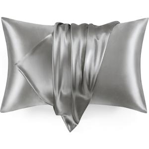 Love's cabin Satin Pillowcase for Hair and Skin, Similar to Silk Pillow Cases for Women, Pillow Case Queen Size Set of 2, Satin Cooling Pillow Cover with Envelope Closure, 20x30 Inches, Dark Grey