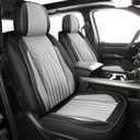 LINGVIDO Car Seat Covers Full Set, Dodge Ram Pleather Car Seat Covers Compatible with 2009-2025 RAM 1500 2500 3500 Truck Pickup Crew Double Mega Quad Cab (FullSetCurved Back,Black Gray)