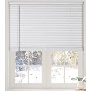 Calyx Interiors Cordless White 1” Light Filtering Mini Blinds 34.5” W x 60” H Window Blinds for Home, Vinyl Horizontal Blinds for Indoor Windows