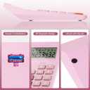 Calculators Desktop, Desk Calculator with Large 2 Line Display, Talking Basic Calculator with big Button & Adjustable Volume, 4 Function Calculators for Business, Students,School Office Supplies(Pink)