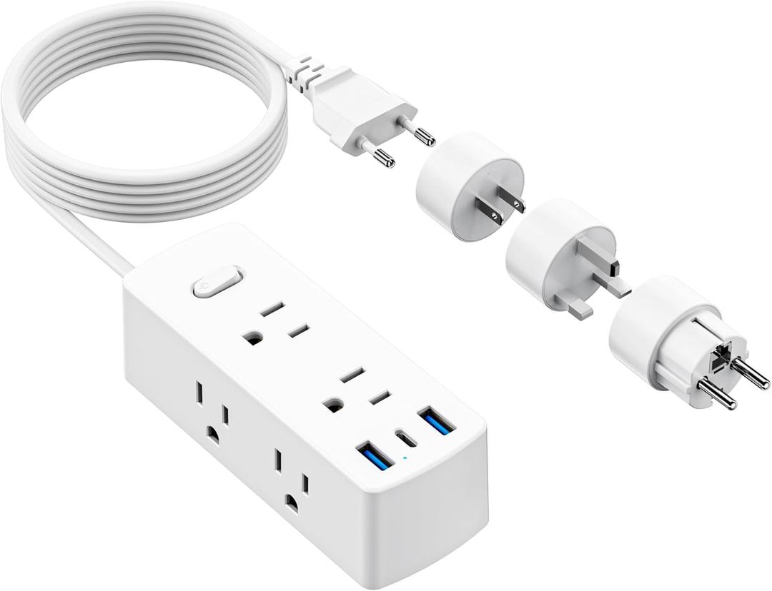 European Travel Plug Adapter, Olcorife Universal Travel Adapter for EU UK US AUS, 6 Outlets 3 USB Ports with 5ft Extension Cord, International Power Adapter for US to Europe UK AUS European Travel Plug Adapter, Olcorife Universal Travel Adapter for EU UK US AUS, 6 Outlets 3 USB Ports with 5ft Extension Cord, International Power Adapter for US to Europe UK AUS
