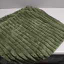 decorUhome Cozy Faux Fur Throw Pillow Covers 12x20 Set of 2 Decorative Soft Plush Striped Lumbar Modern Farmhouse Boho Couch Pillow Cases with Velvet Back for Sofa Bed Living Room, Olive Green