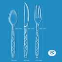 AmazDisposable Clear Plastic Cutlery Set, Premium Quality, Strong, 192 Count, Large Combo Pack Forks, Spoons and Knives