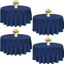 4 Pack 108 Inch Navy Blue Polyester Round Table Cloth Washable Fabric Table Covers for Wedding Dining Table Buffet Parties Banquet Decor