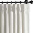 Pinch Pleated Black Out Curtains 84 Inch Long for Living Room, Beige White Thick Linen Memory Trained Boho Bedroom Darkening Curtain 84 Inch Length 2 Panel Set Double Layer Thermal Viral Window Drapes