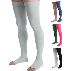 Doc Miller Thigh High Compression Socks - Open Toe, 20-30mmHg for Varicose Veins, Calf, Leg & Ankle Support, Pregnancy & Maternity Stockings,(Small (1 Pair), Gray)