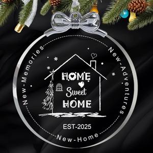 2 x House Warming Gifts New Home Ornament 2025, First Christmas in New Home Ornament Crystal Glass, Housewarming Gift Presents for Women, Couple, New House Gift Ideas with Glow in The Dark Printing-02