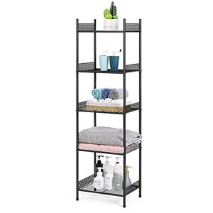 Nandae 5-Tier Bathroom Storage Shelf, Heavy Duty Wire Shelving Unit Free Standing Towel Rack Organization for Kitchen Bathroom Laundry, Black