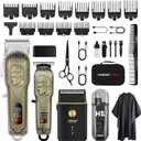 HIENA PRO Professional Hair Clippers for Men, Cordless Hair Clipper for Barber Clippers and Trimmer LED Haircut Set with Foil Shaver, Nose Trimmer, Rechargeable Clippers for Men