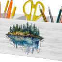 Mental Health Inhale Exhale Pen Pencil Holder Organizer for Desk Accessories, Moody Forest Landscape Wooden Box Sign Desk Decor for Therapy School Counselor Counseling Office Decoration