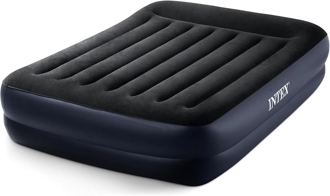 Intex 64123ED Dura-Beam Plus Pillow Rest Fiber-Tech  Queen Size  Built-in Electric Pump  16.5in Bed Height  600lb Weight Capacity (Queen)