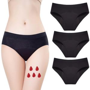 Period Underwear Heavy Flow Women 30ML Absorbent Leak Proof Panty Postpartum Pants Menstrual Panties Briefs (Large, Black)
