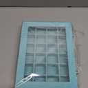 Vicoter Velvet Jewelry Box 24 Grid Jewelry Ring Display Organiser Box Tray Holder Earrings Storage Case for Girls Wife Mom Women (Light Blue)