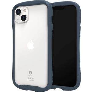 iFace Reflection Designed for iPhone 14 Plus Case (6.7")  Cute Shockproof Hybrid [9H Tempered Glass + Bumper] Wireless Charging Compatible Clear Protective Cover for Girls, Women - Navy